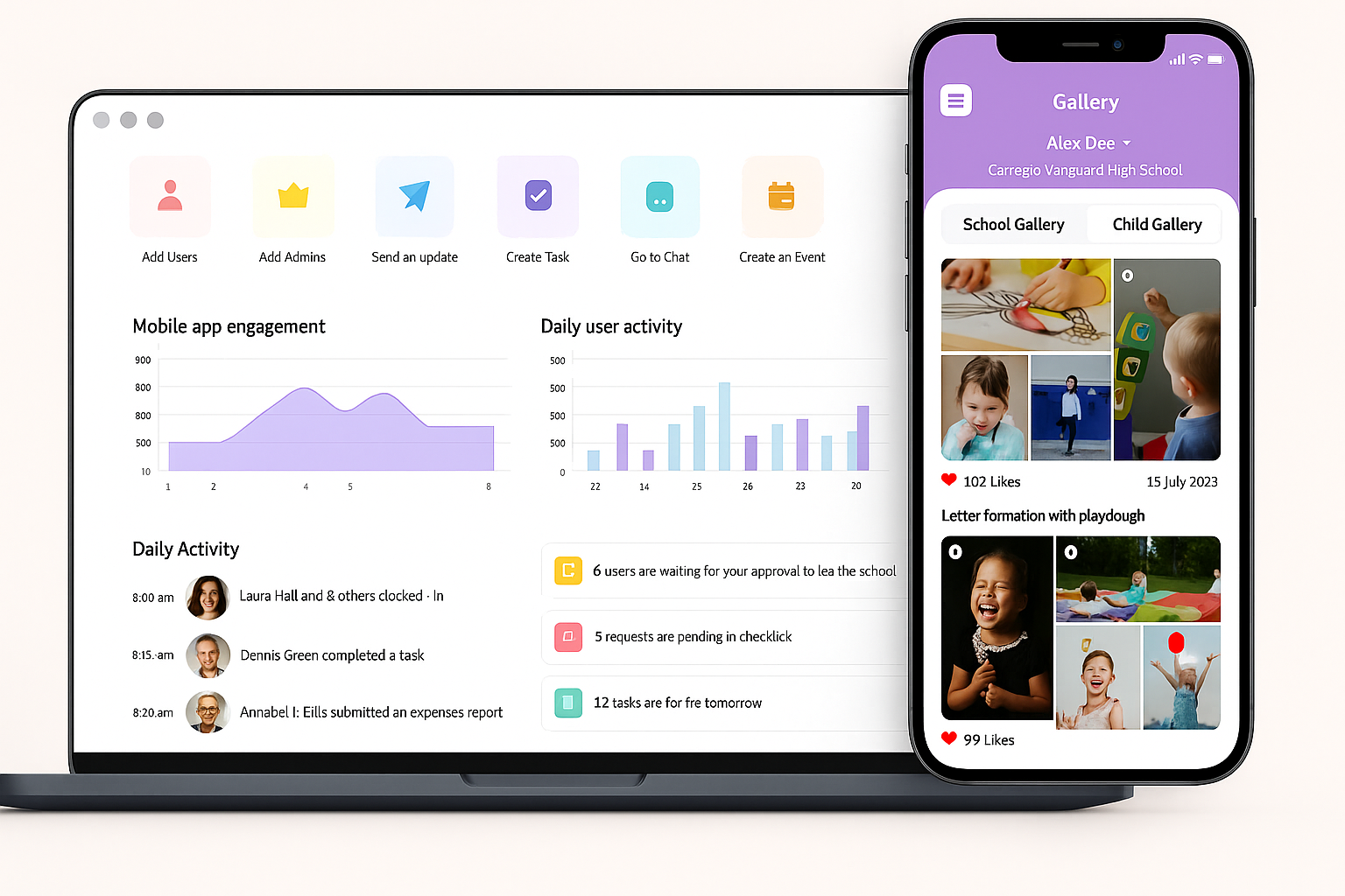SchoolCentralX Admin Dashboard and Parent App
